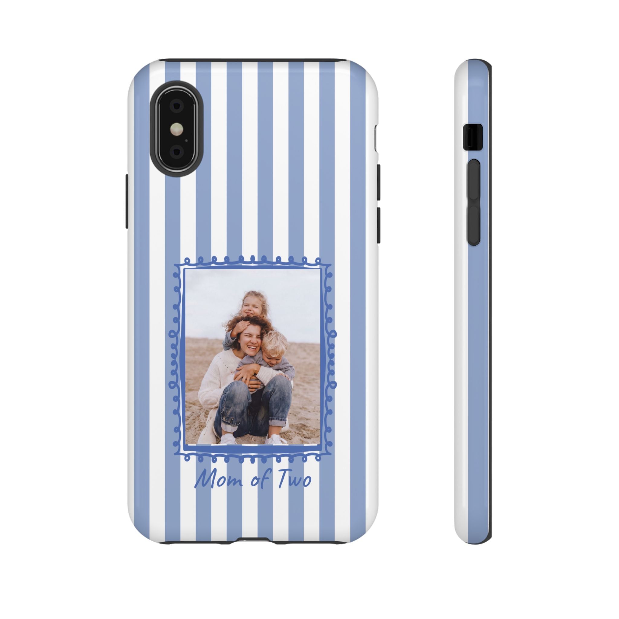 BLUE STRIPES PHOTO FRAME – Personalisierte Foto Handyhülle mit Dual-Layer-Schutz