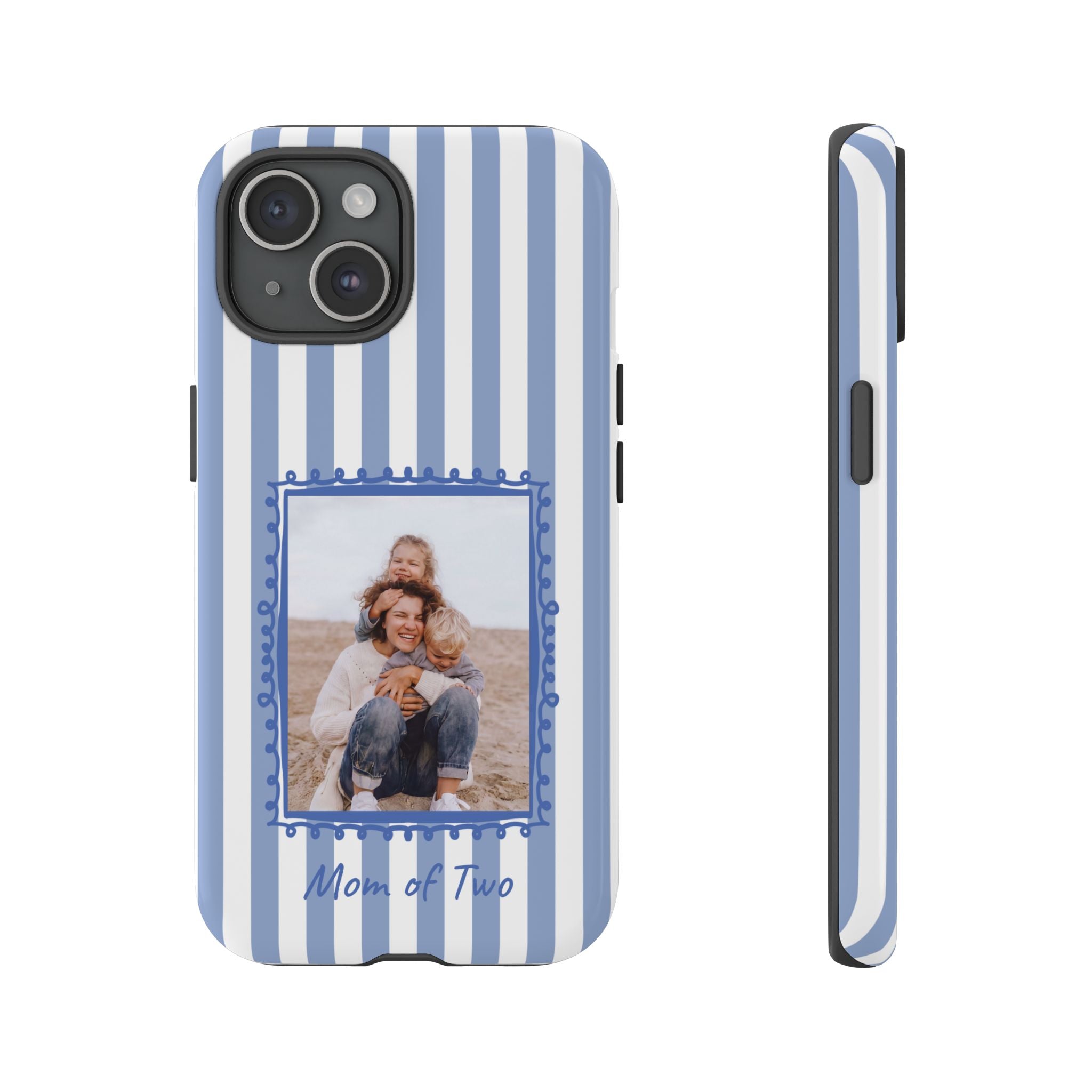 BLUE STRIPES PHOTO FRAME – Personalisierte Foto Handyhülle mit Dual-Layer-Schutz
