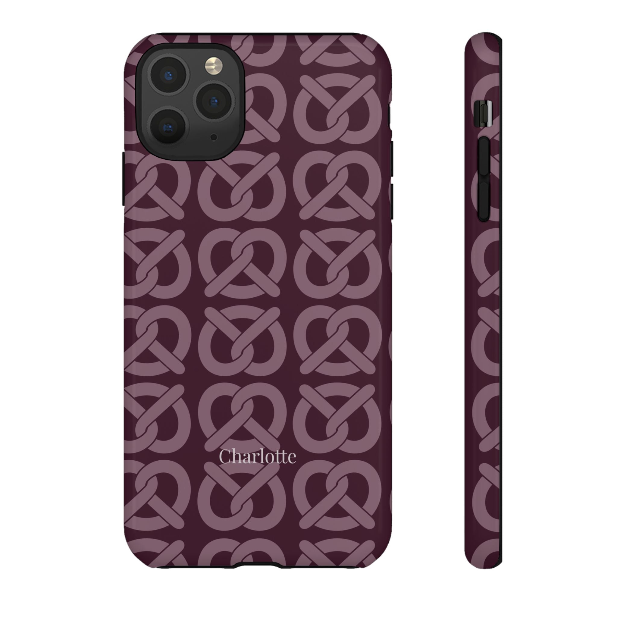 BREZN MONOGRAMM AUBERGINE – Personalisierte Handyhülle mit Dual-Layer-Schutz