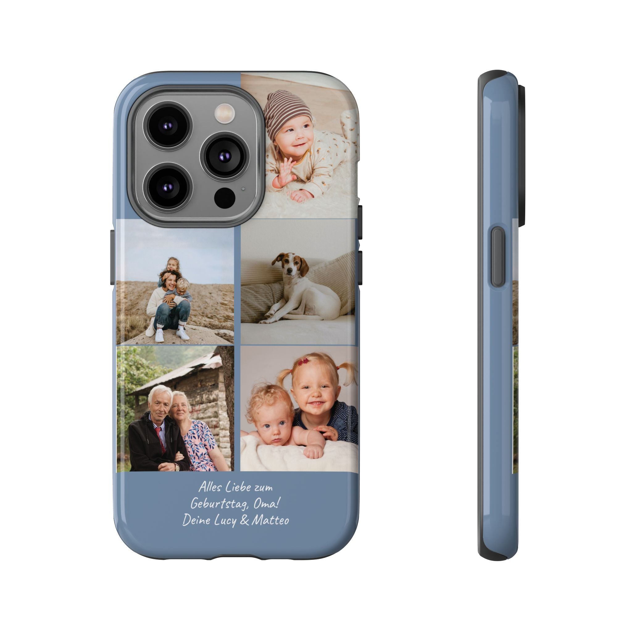 DUSTY BLUE COLLAGE – Personalisierte Foto Handyhülle mit Dual-Layer-Schutz