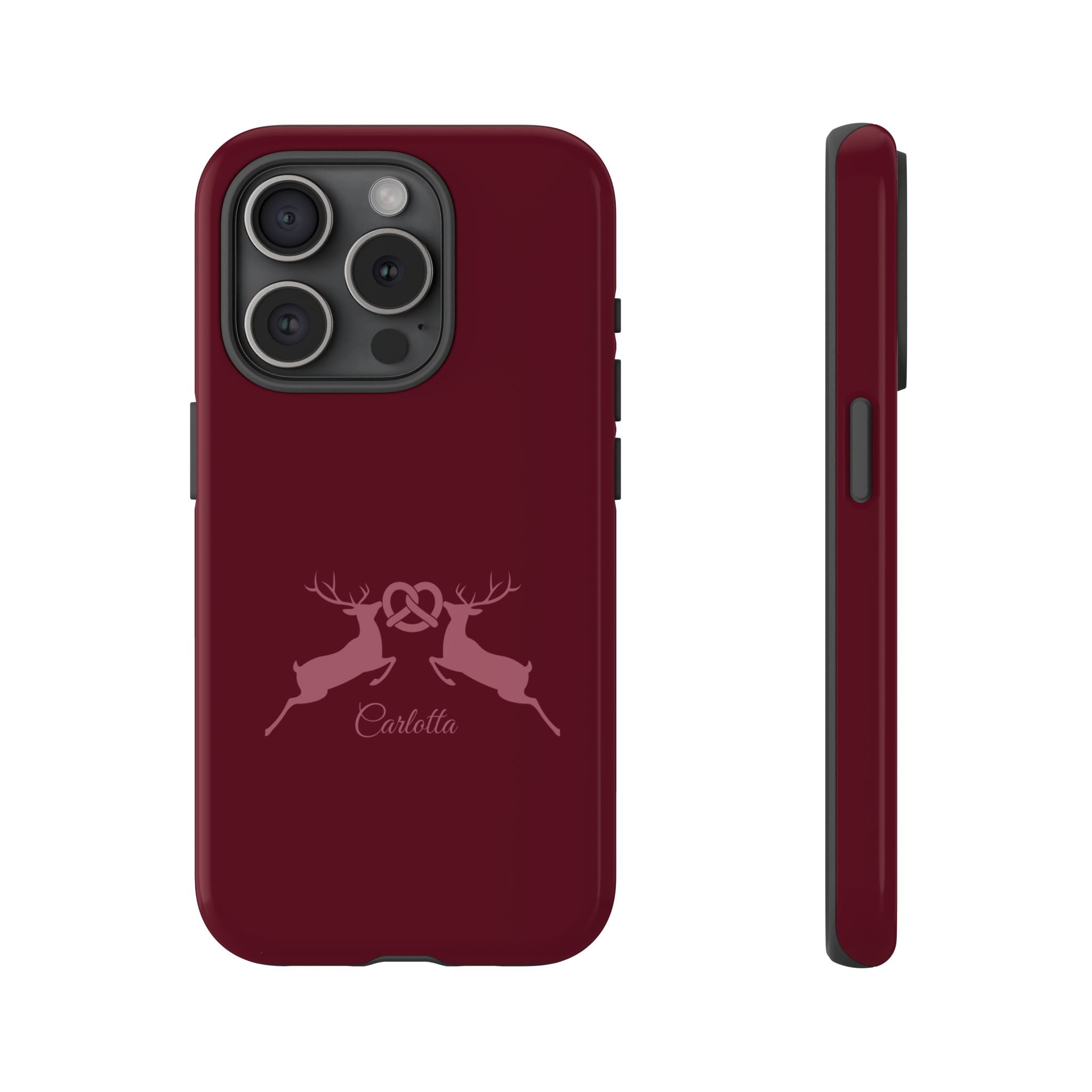 HIRSCH BORDEAUX – Personalisierte Handyhülle mit Dual-Layer-Schutz