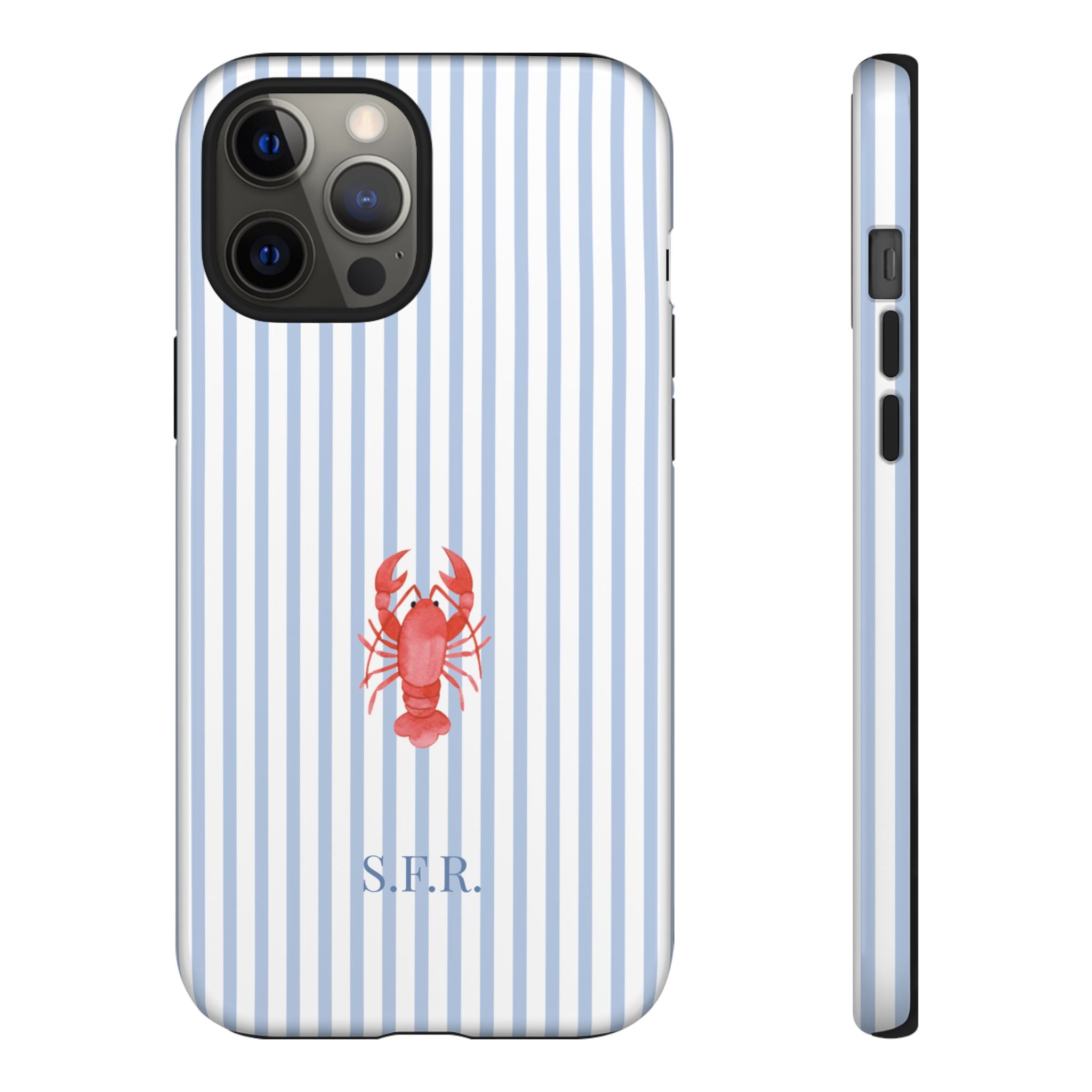 LOBSTER LIGHT BLUE STRIPES – Personalisierte Handyhülle mit Dual-Layer-Schutz