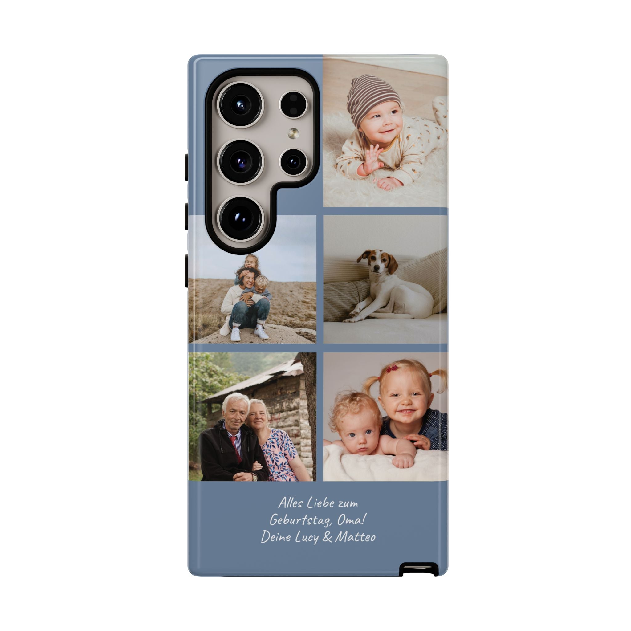 DUSTY BLUE COLLAGE – Personalisierte Foto Handyhülle mit Dual-Layer-Schutz