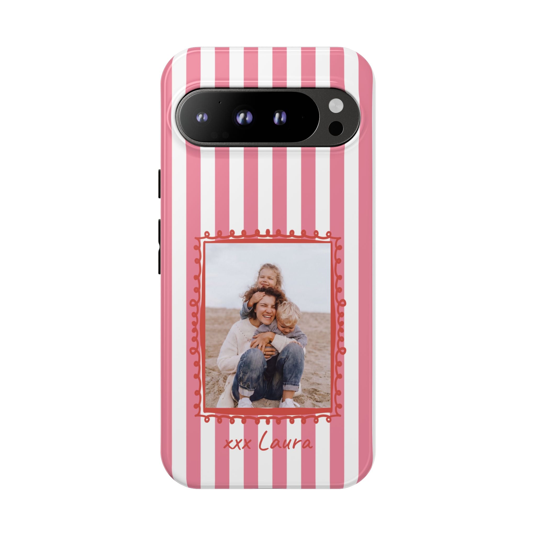 PINK STRIPES PHOTO FRAME – Personalisierte Foto Handyhülle mit Dual-Layer-Schutz