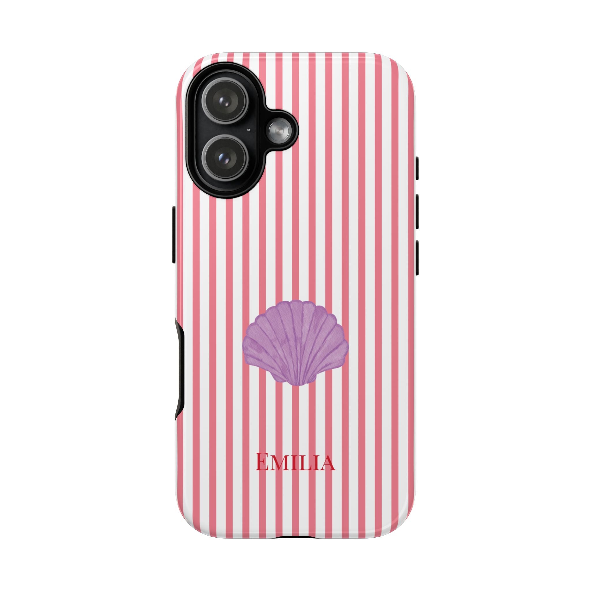 SHELL PINK STRIPES – Personalisierte Handyhülle mit Dual-Layer-Schutz