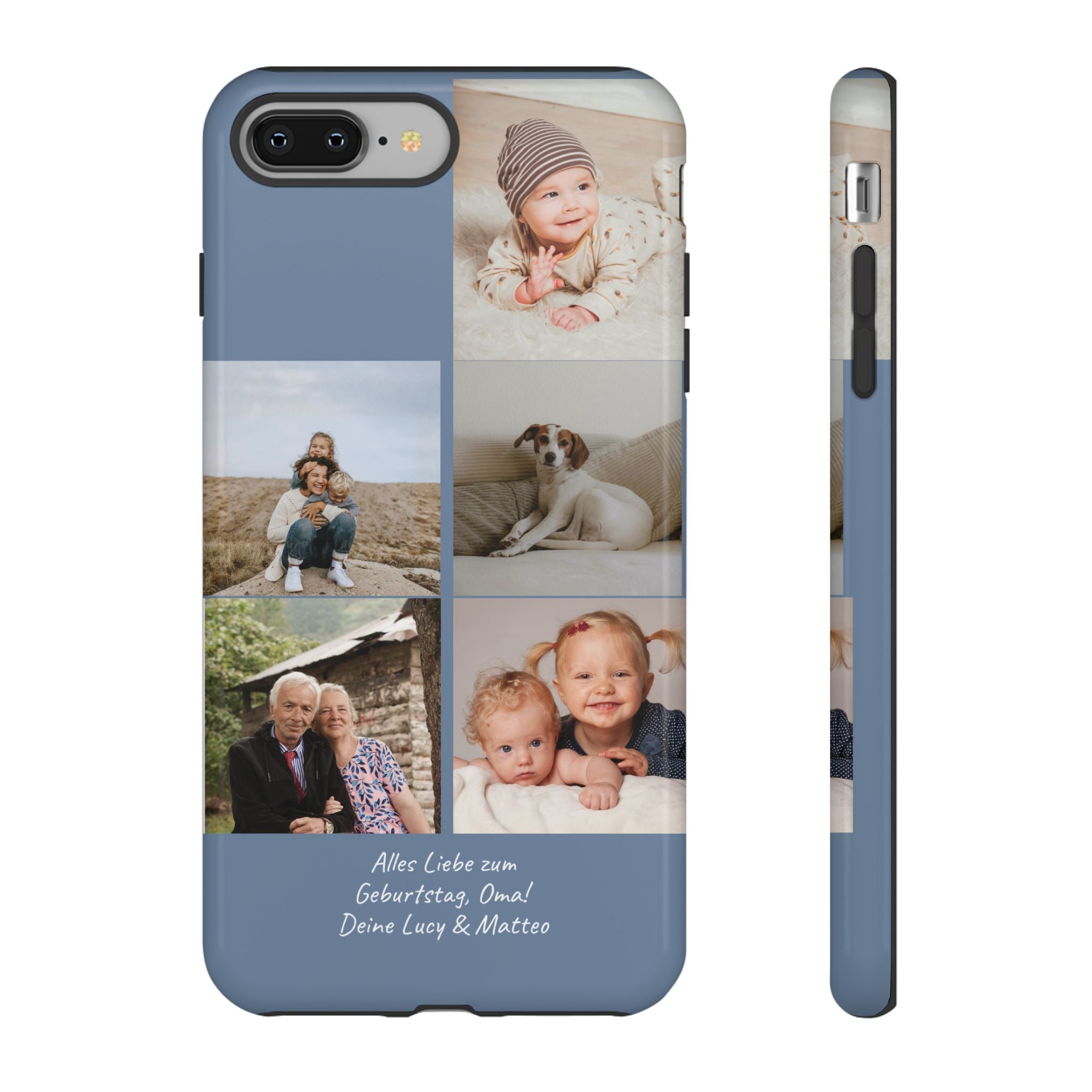 DUSTY BLUE COLLAGE – Personalisierte Foto Handyhülle mit Dual-Layer-Schutz