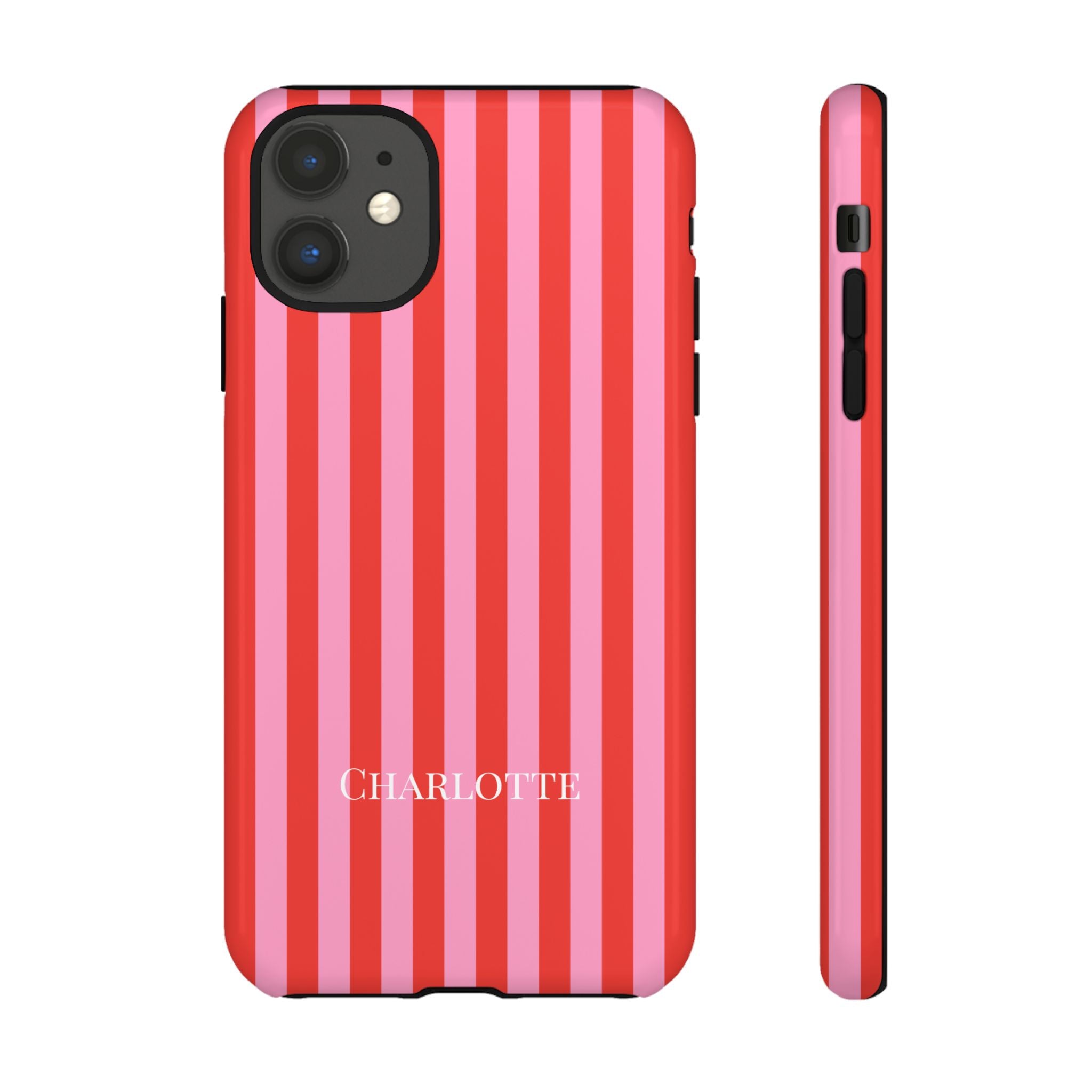 PINK STRIPES – Personalisierte Handyhülle mit Dual-Layer-Schutz