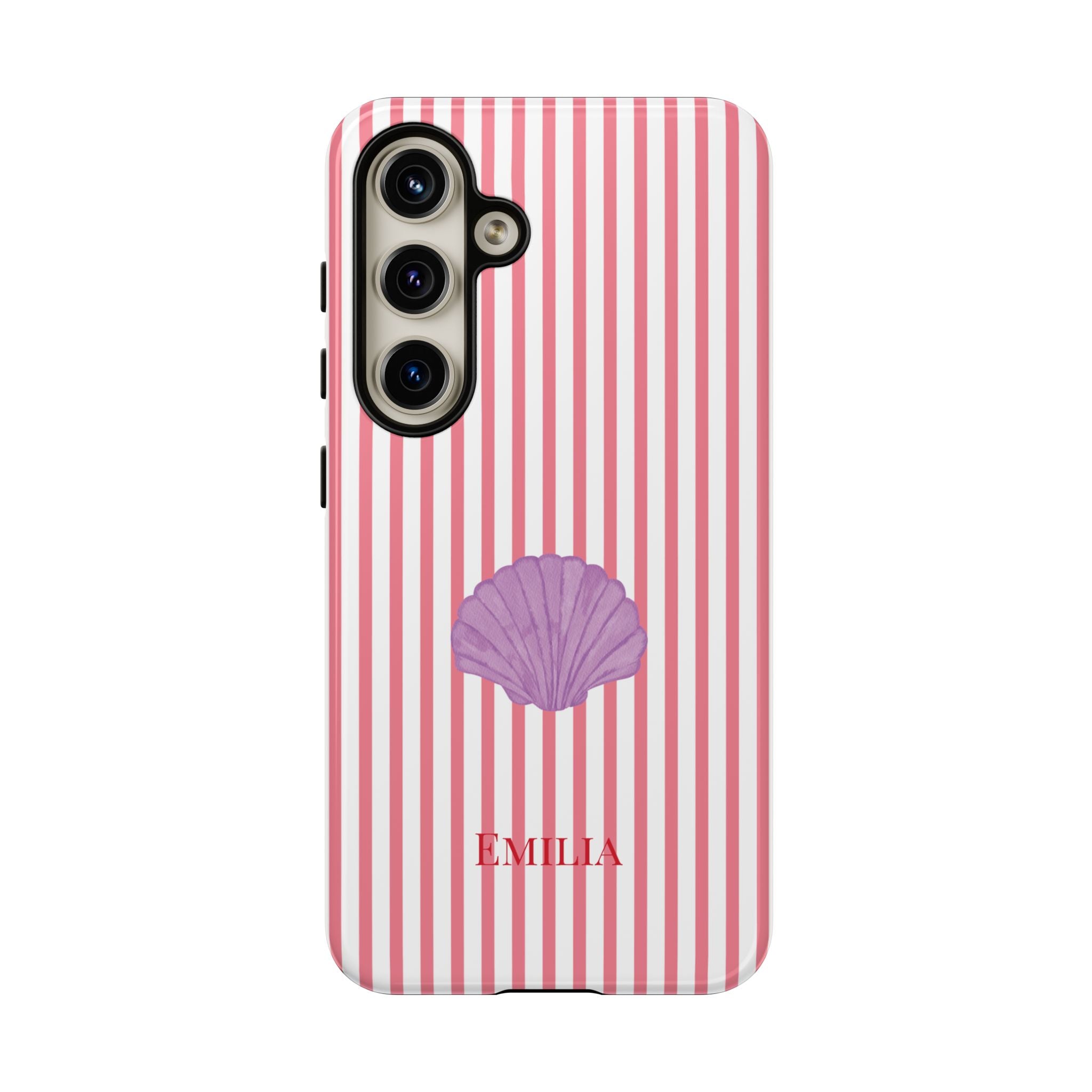 SHELL PINK STRIPES – Personalisierte Handyhülle mit Dual-Layer-Schutz