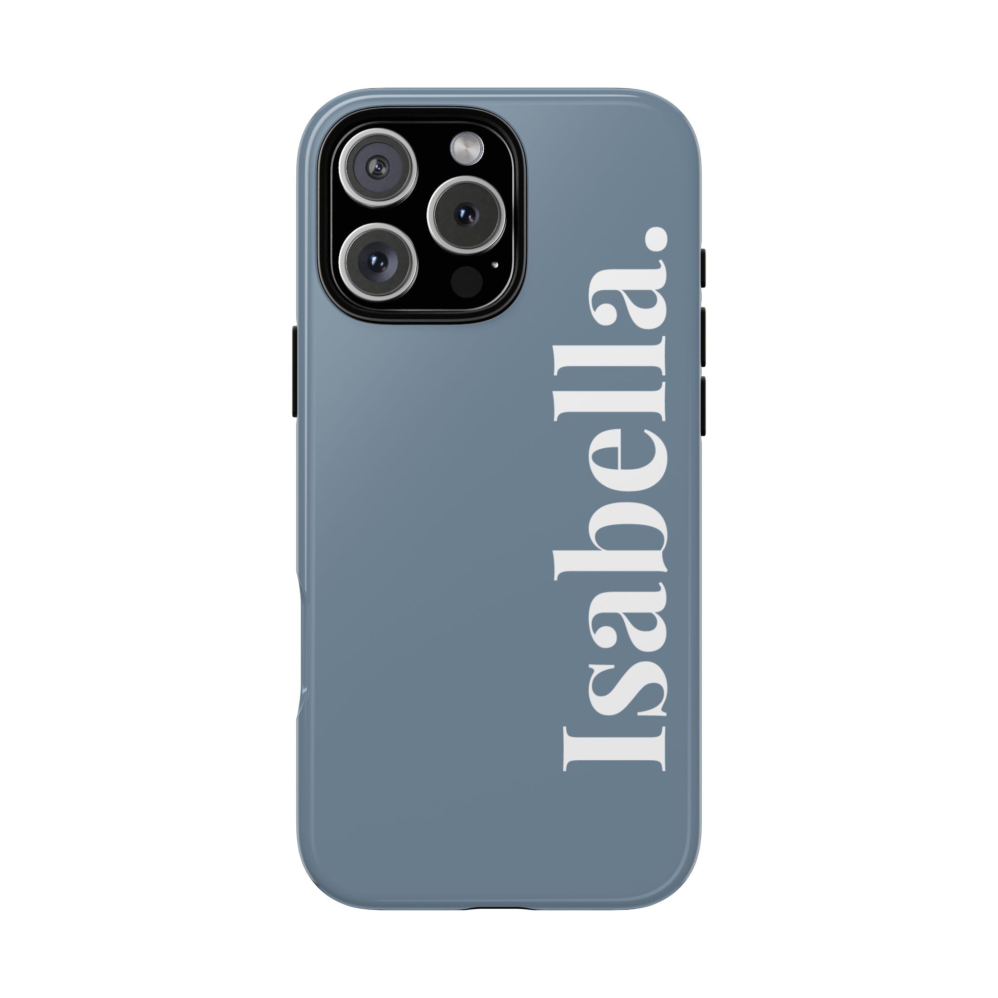 DUSTY BLUE BOLD NAME – Personalisierte Handyhülle mit Dual-Layer-Schutz