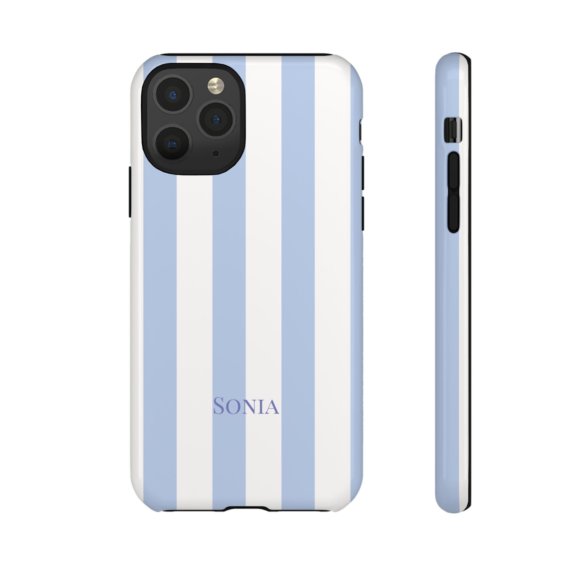 LIGHT BLUE STRIPES – Personalisierte Handyhülle mit Dual-Layer-Schutz