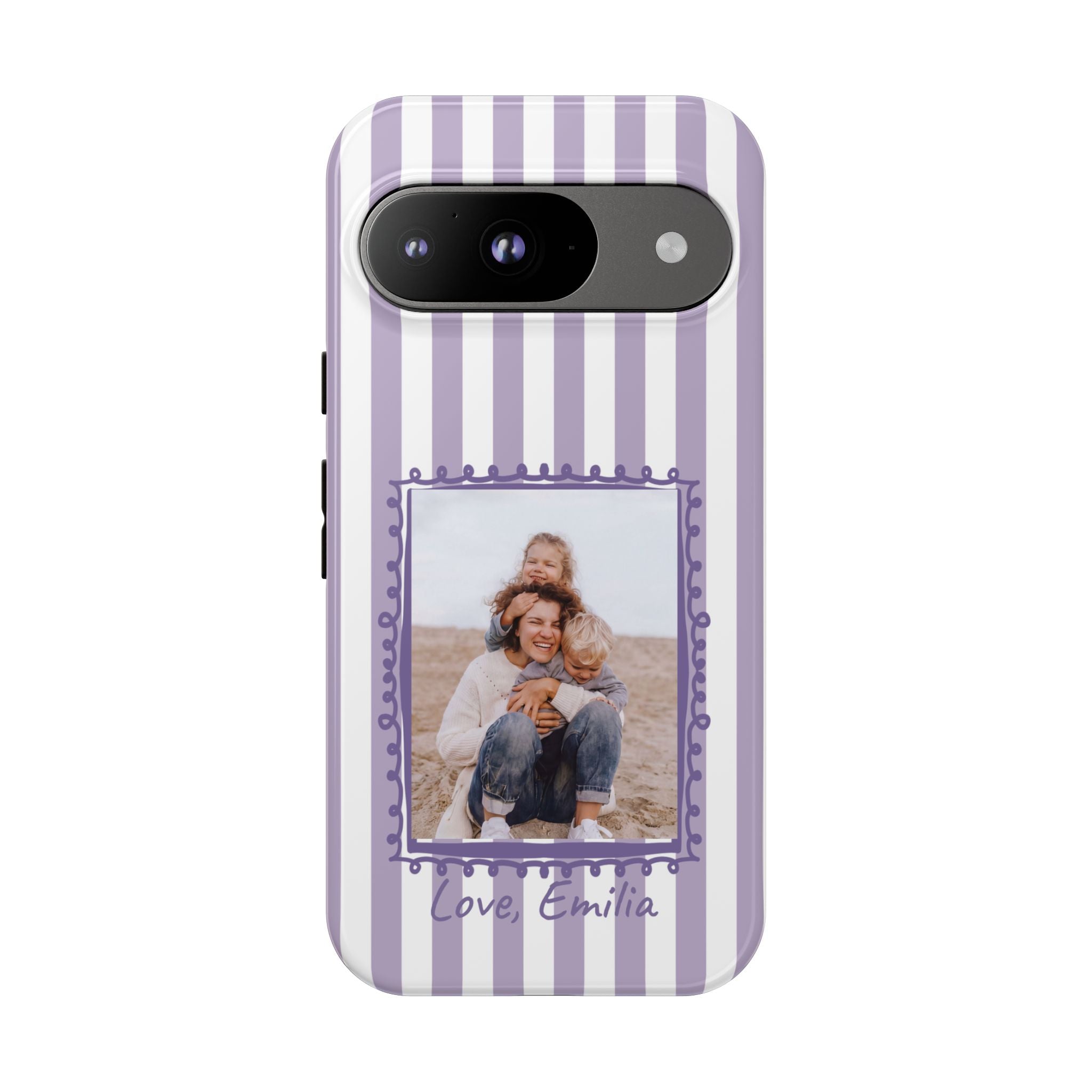 LAVENDER STRIPES PHOTO FRAME – Personalisierte Foto Handyhülle mit Dual-Layer-Schutz