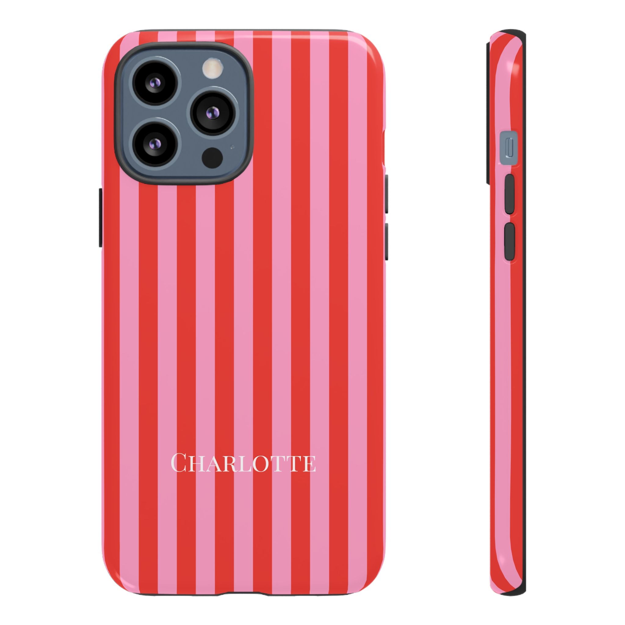 PINK STRIPES – Personalisierte Handyhülle mit Dual-Layer-Schutz