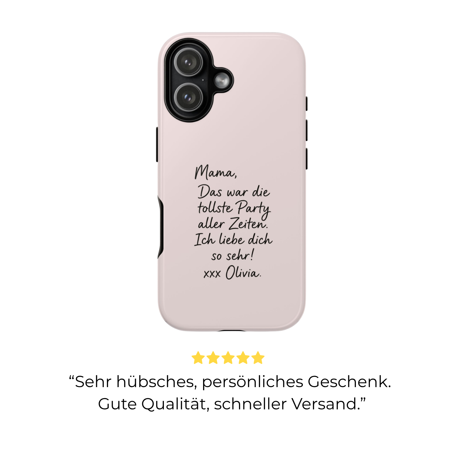 ROSE mit handgeschriebener Notiz – Personalisierte Handyhülle mit Dual-Layer-Schutz