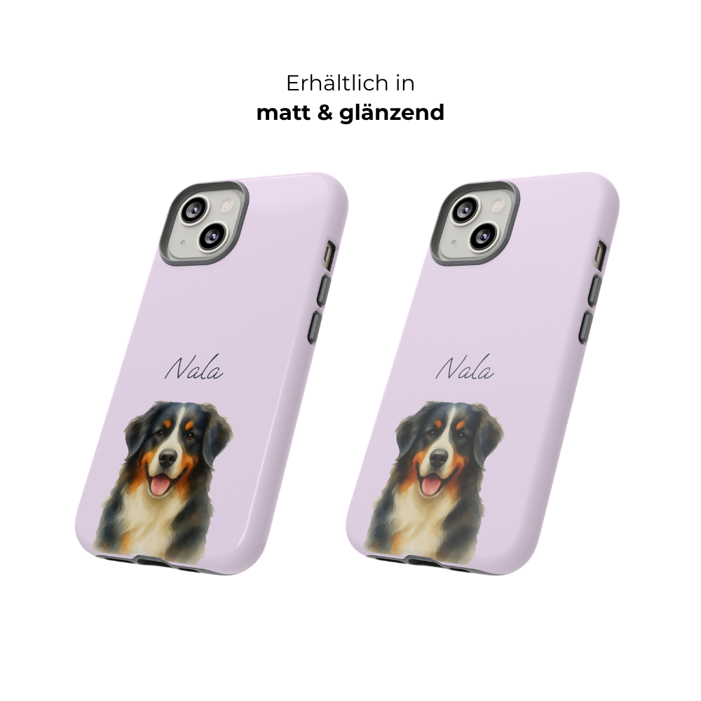 Pet Aquarell Lavendel – Personalisierte Handyhülle mit Dual-Layer-Schutz