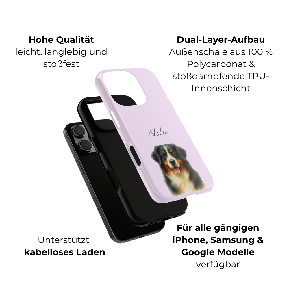 Pet Aquarell Lavendel – Personalisierte Handyhülle mit Dual-Layer-Schutz