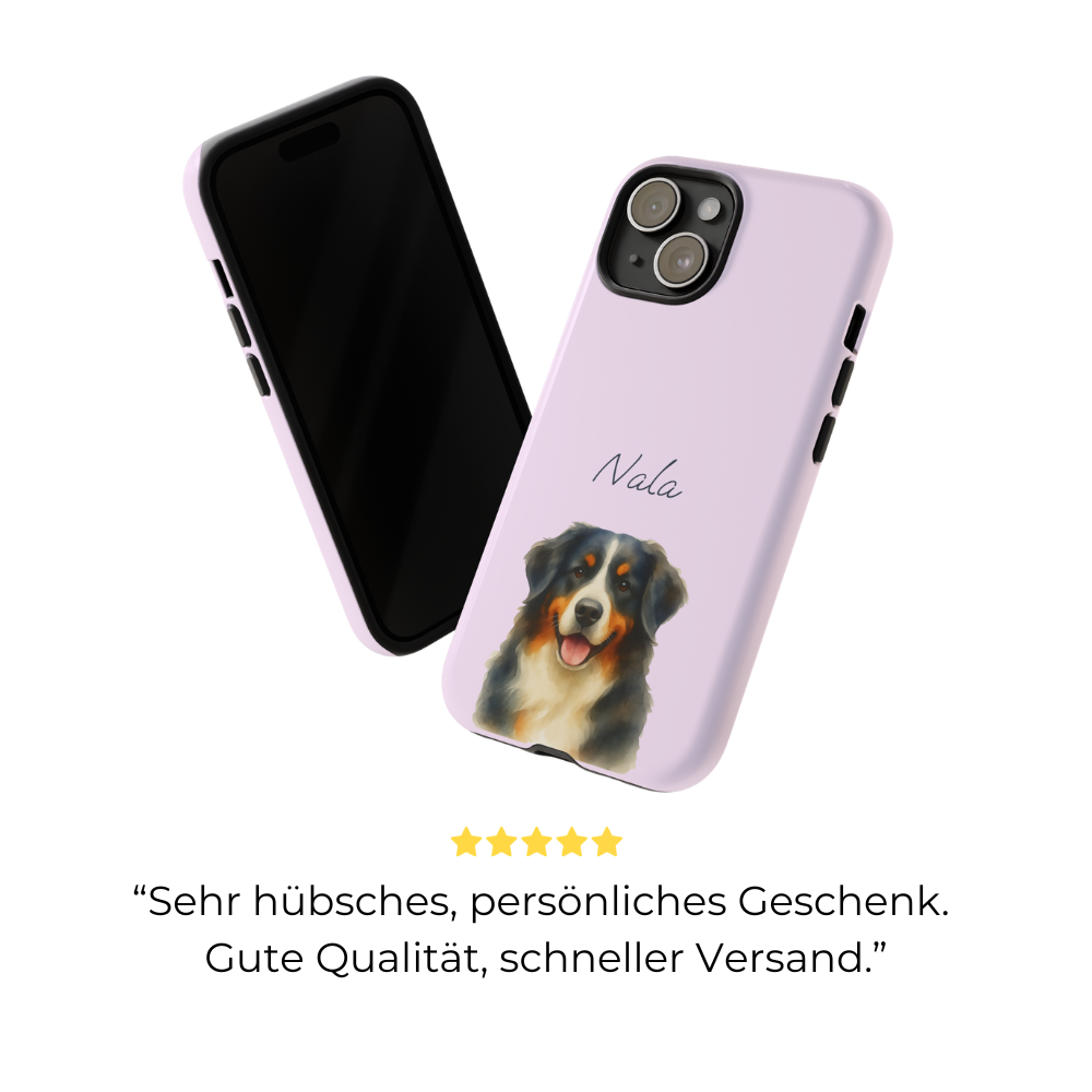 Pet Aquarell Lavendel – Personalisierte Handyhülle mit Dual-Layer-Schutz