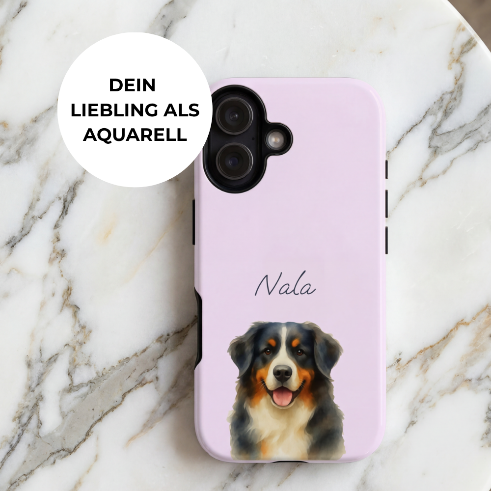 Pet Aquarell Lavendel – Personalisierte Handyhülle mit Dual-Layer-Schutz