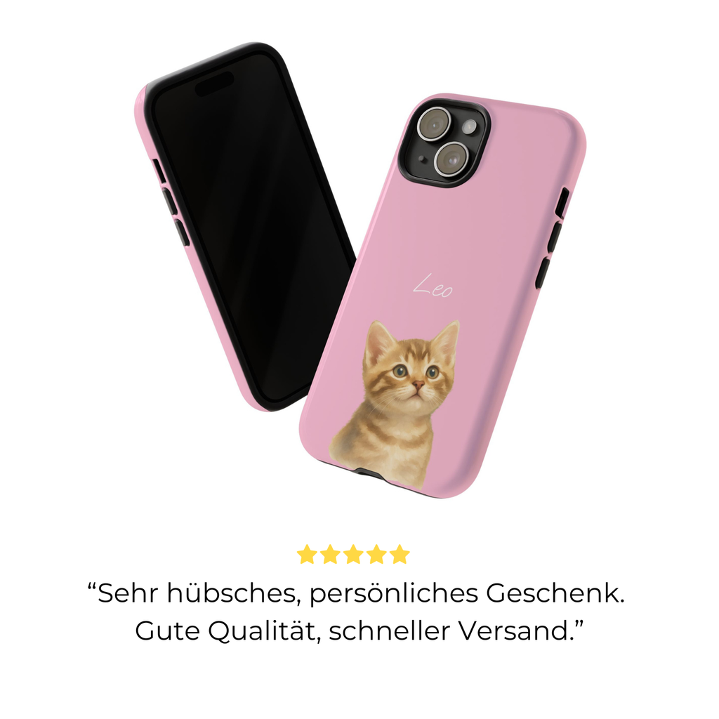 PET AQUARELL PINK – Personalisierte Handyhülle mit Dual-Layer-Schutz