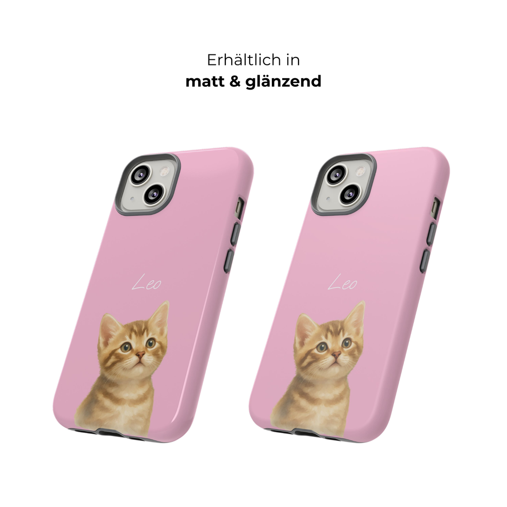 PET AQUARELL PINK – Personalisierte Handyhülle mit Dual-Layer-Schutz