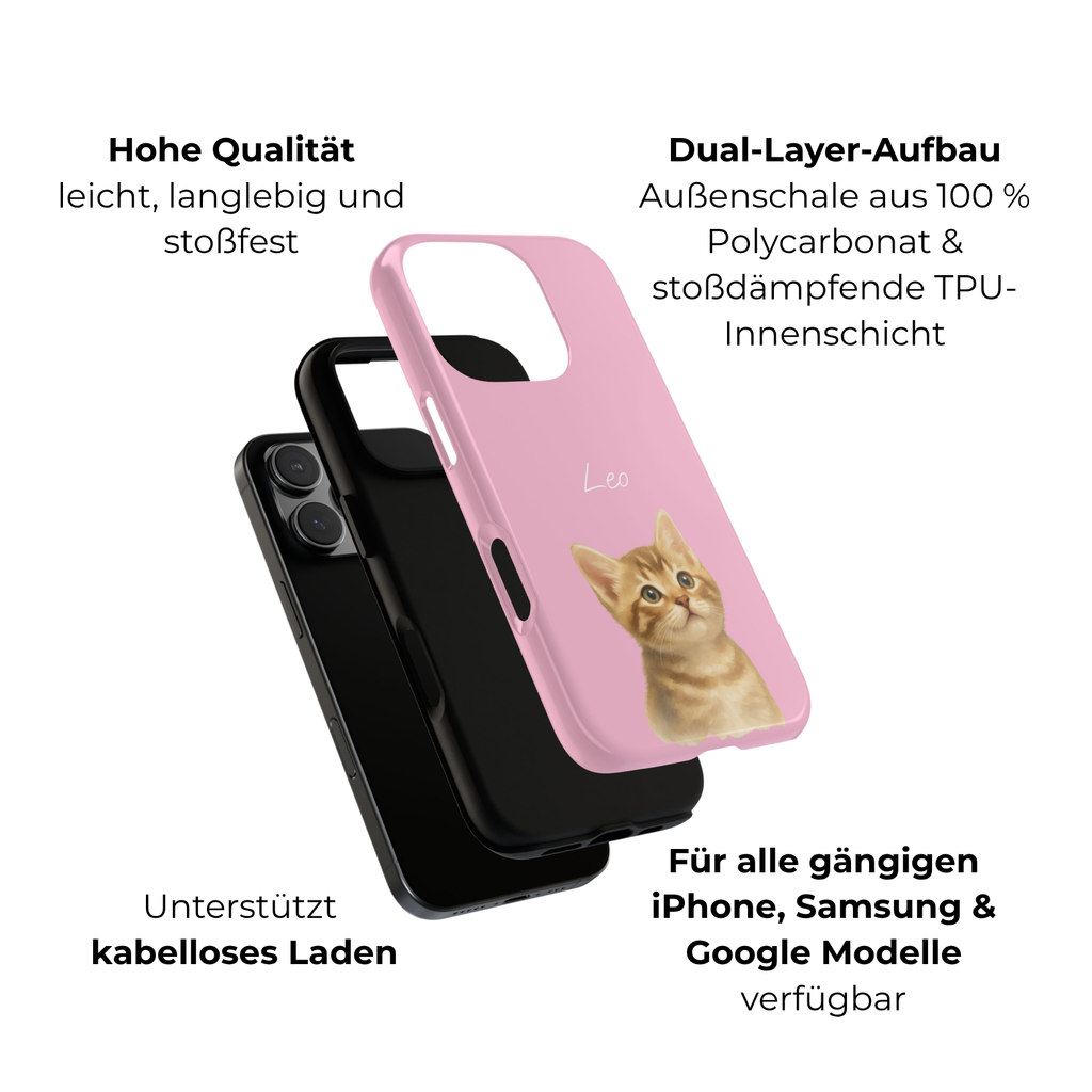 PET AQUARELL PINK – Personalisierte Handyhülle mit Dual-Layer-Schutz