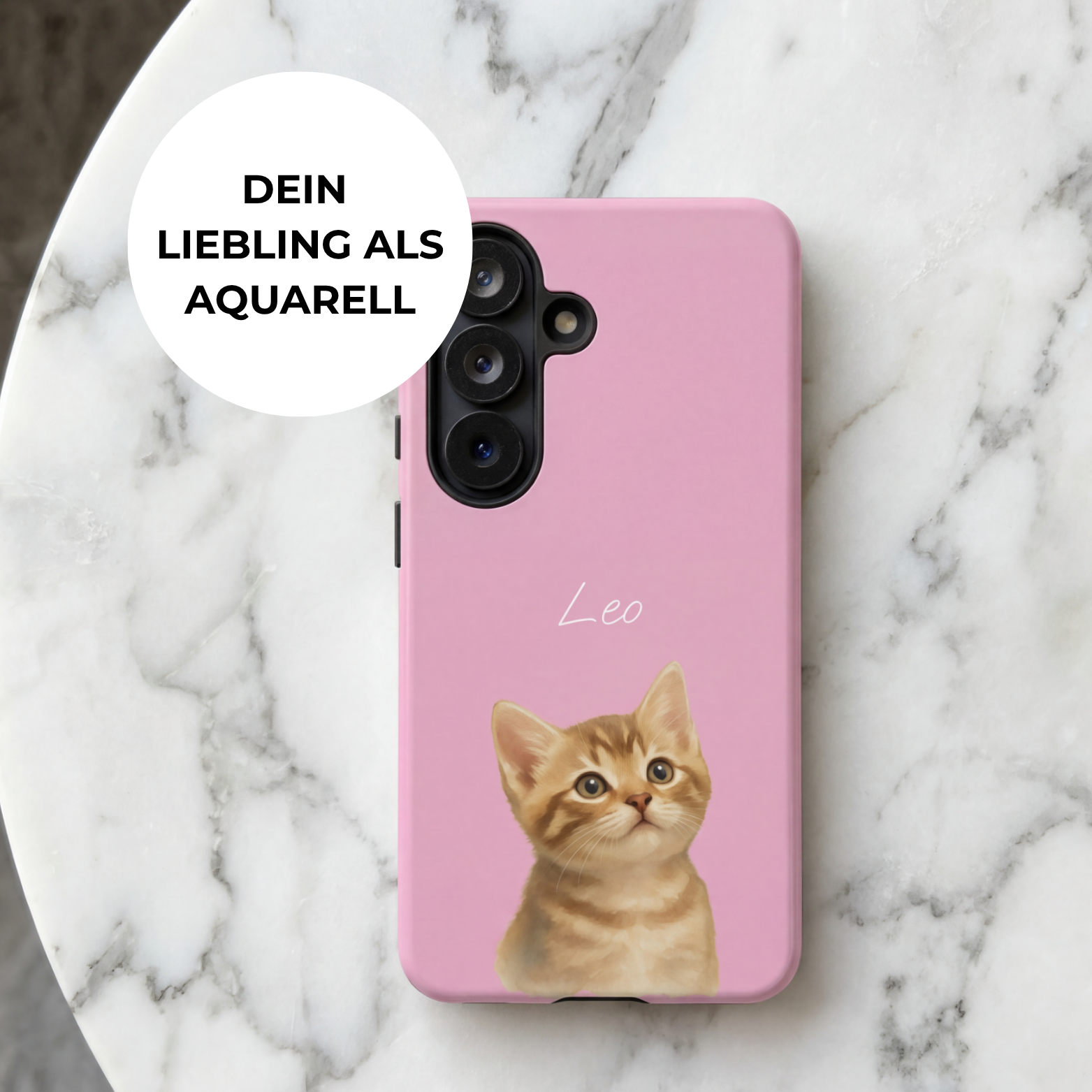 PET AQUARELL PINK – Personalisierte Handyhülle mit Dual-Layer-Schutz