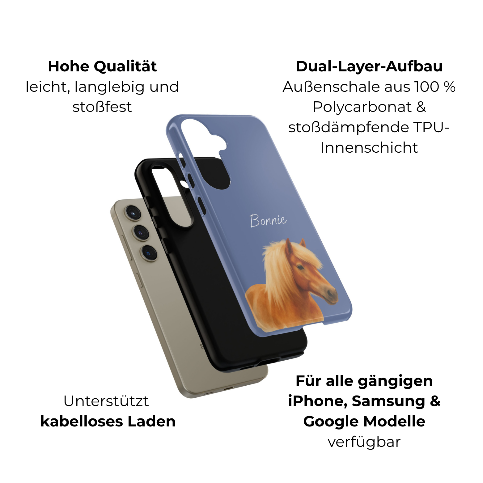 PET AQUARELL DUSTY BLUE – Personalisierte Handyhülle mit Dual-Layer-Schutz