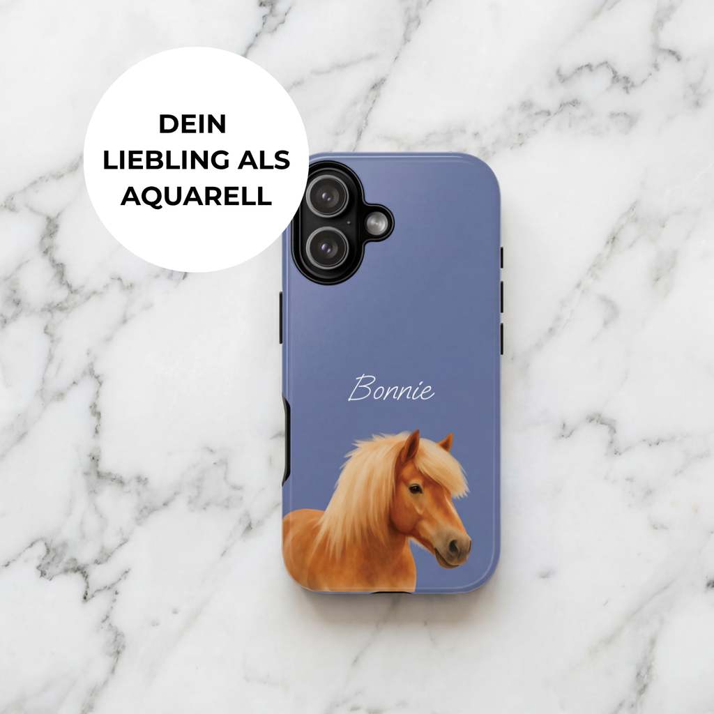 PET AQUARELL DUSTY BLUE – Personalisierte Handyhülle mit Dual-Layer-Schutz