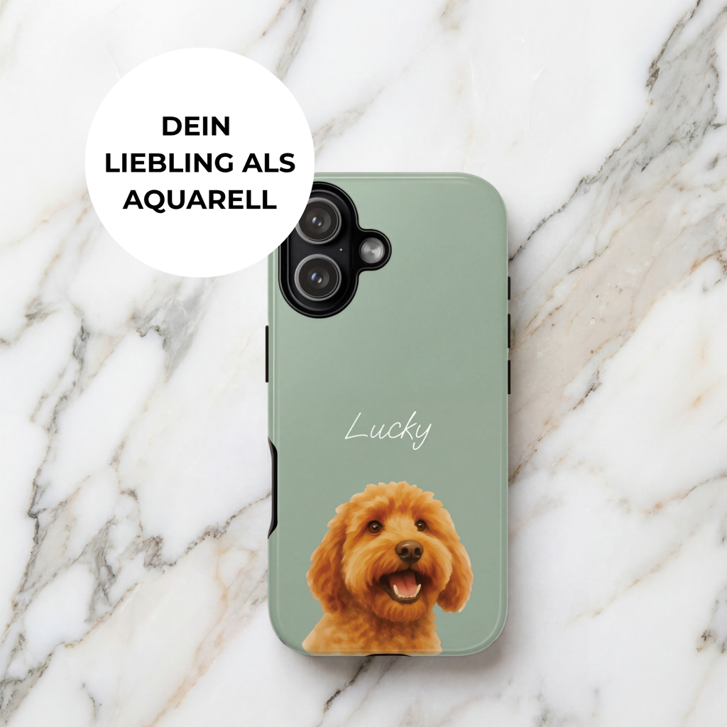 PET AQUARELL SALBEI – Personalisierte Handyhülle mit Dual-Layer-Schutz