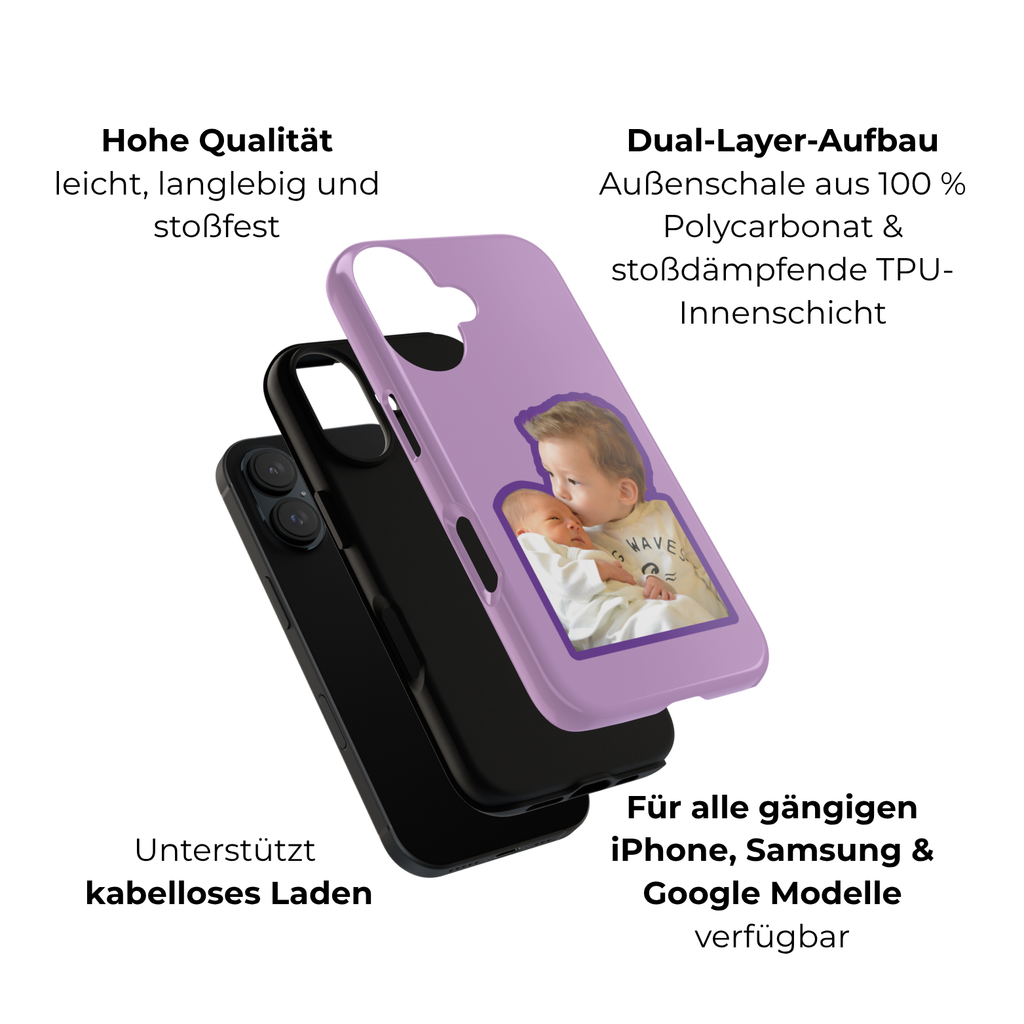 PURPLE CARTOON – Personalisierte Foto Handyhülle mit Dual-Layer-Schutz