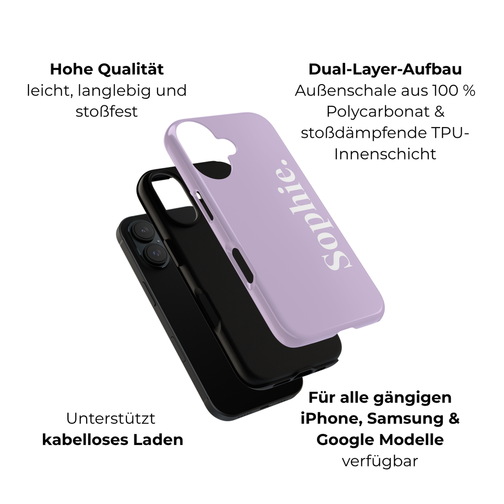 LAVENDEL BOLD NAME – Personalisierte Handyhülle mit Dual-Layer-Schutz