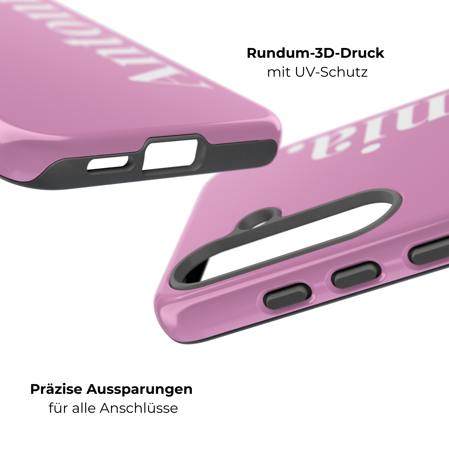 PINK BOLD NAME – Personalisierte Handyhülle mit Dual-Layer-Schutz