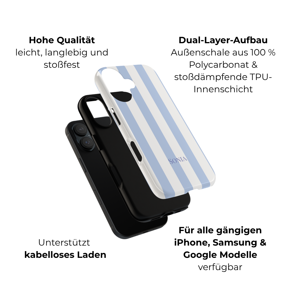 LIGHT BLUE STRIPES – Personalisierte Handyhülle mit Dual-Layer-Schutz
