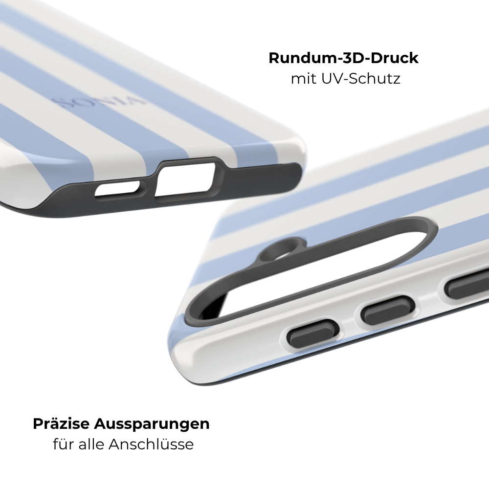 LIGHT BLUE STRIPES – Personalisierte Handyhülle mit Dual-Layer-Schutz