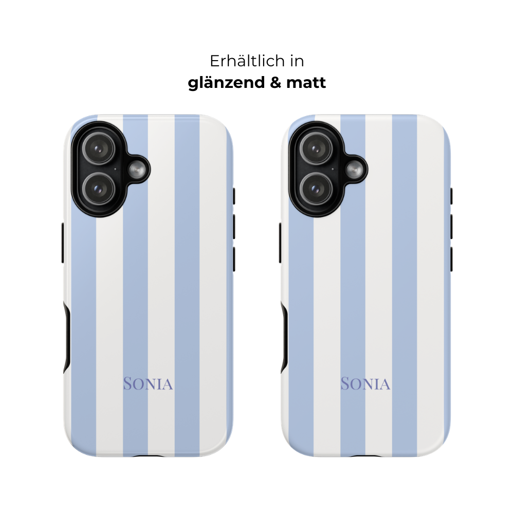 LIGHT BLUE STRIPES – Personalisierte Handyhülle mit Dual-Layer-Schutz
