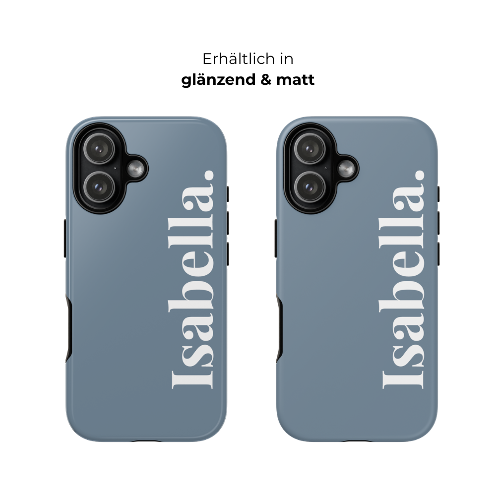 DUSTY BLUE BOLD NAME – Personalisierte Handyhülle mit Dual-Layer-Schutz