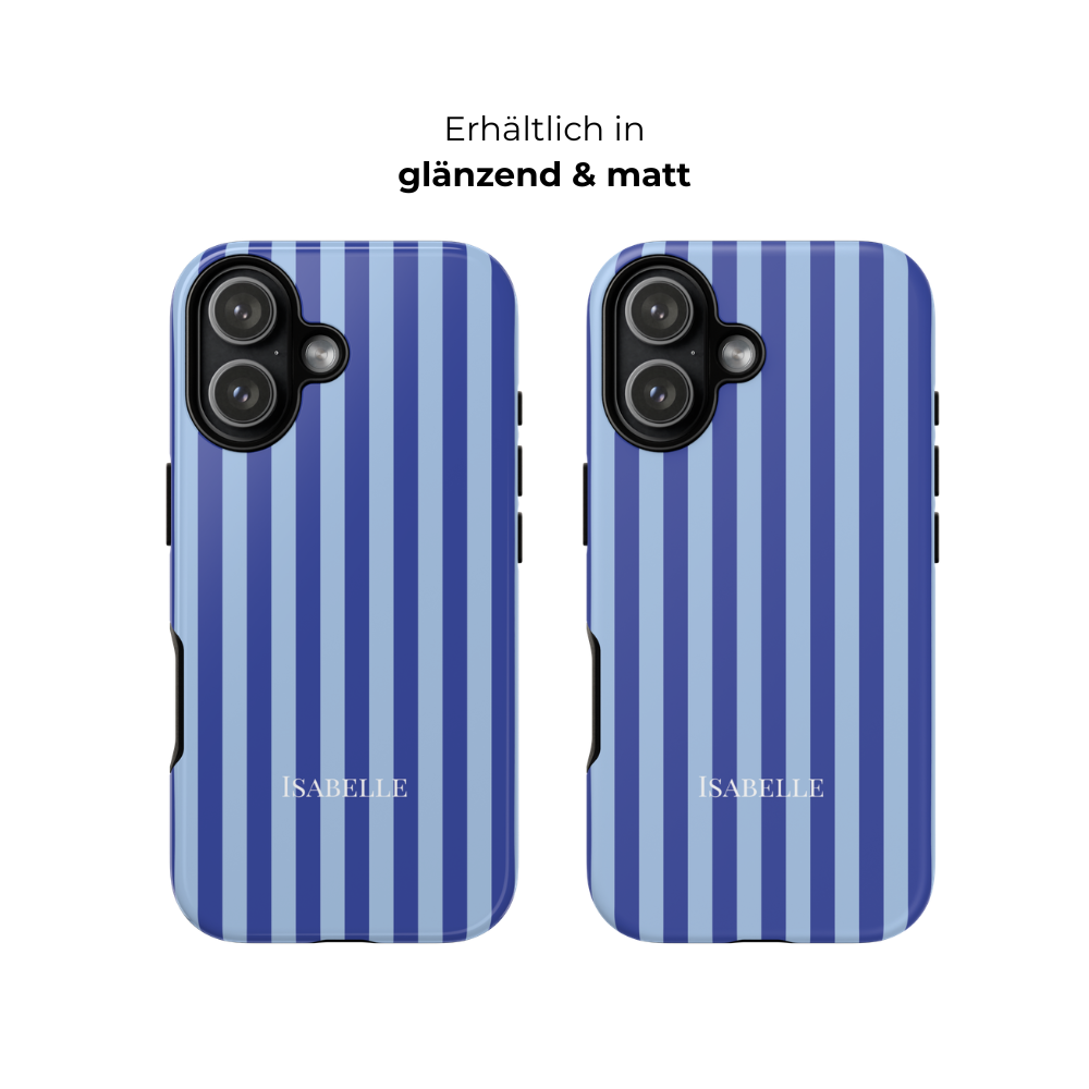 OCEAN BLUE STRIPES – Personalisierte Handyhülle mit Dual-Layer-Schutz