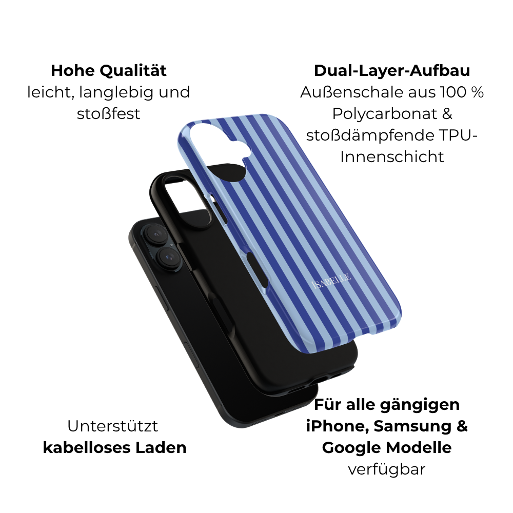 OCEAN BLUE STRIPES – Personalisierte Handyhülle mit Dual-Layer-Schutz