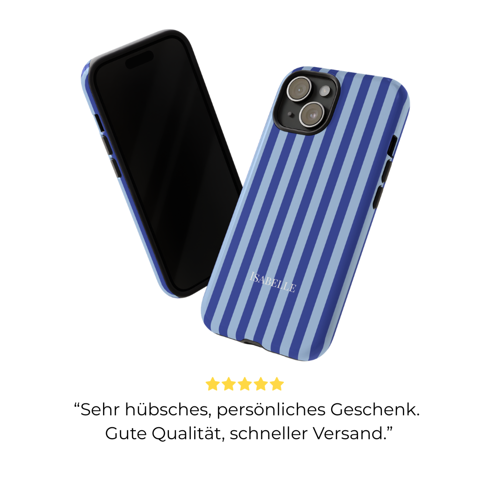 OCEAN BLUE STRIPES – Personalisierte Handyhülle mit Dual-Layer-Schutz