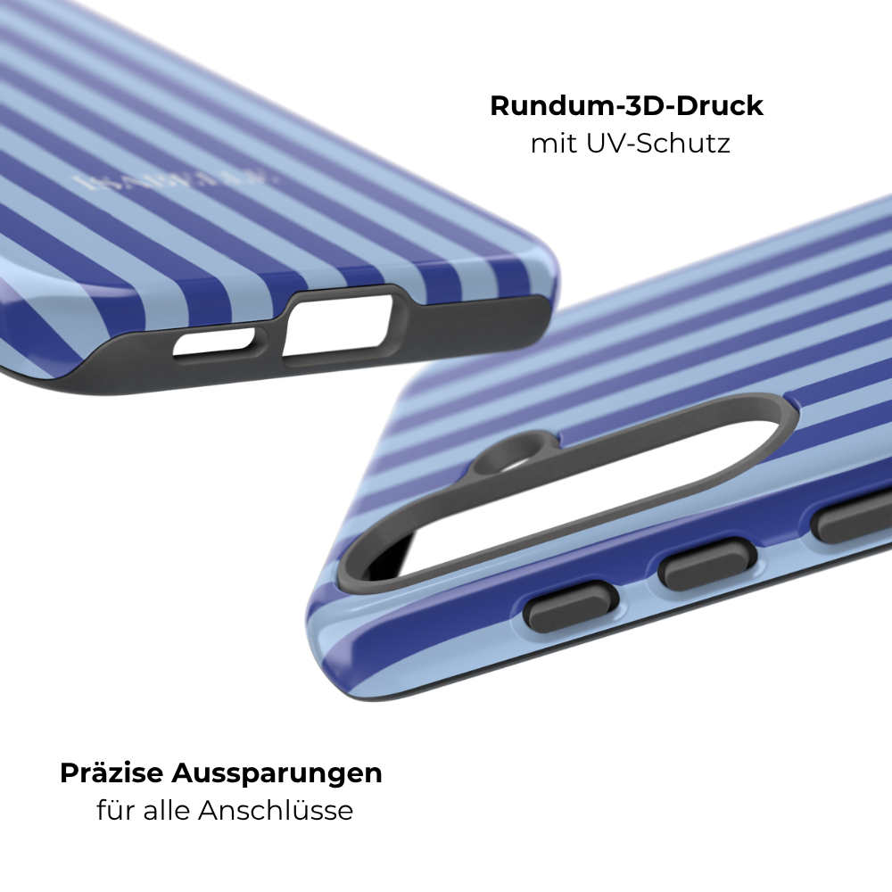 OCEAN BLUE STRIPES – Personalisierte Handyhülle mit Dual-Layer-Schutz