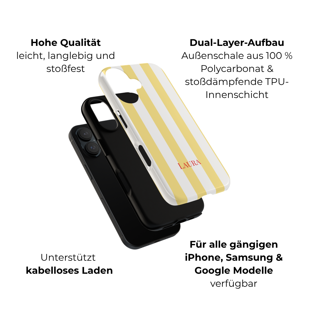 YELLOW STRIPES – Personalisierte Handyhülle mit Dual-Layer-Schutz