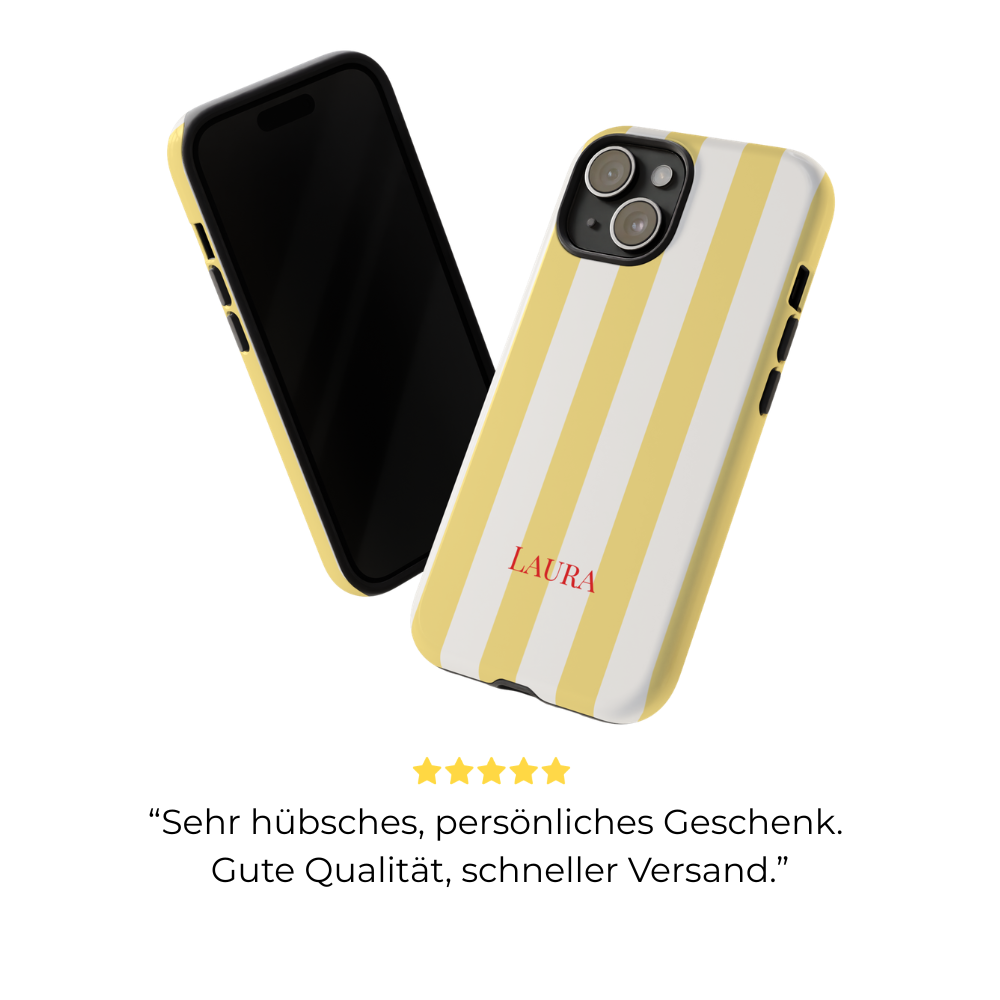 YELLOW STRIPES – Personalisierte Handyhülle mit Dual-Layer-Schutz