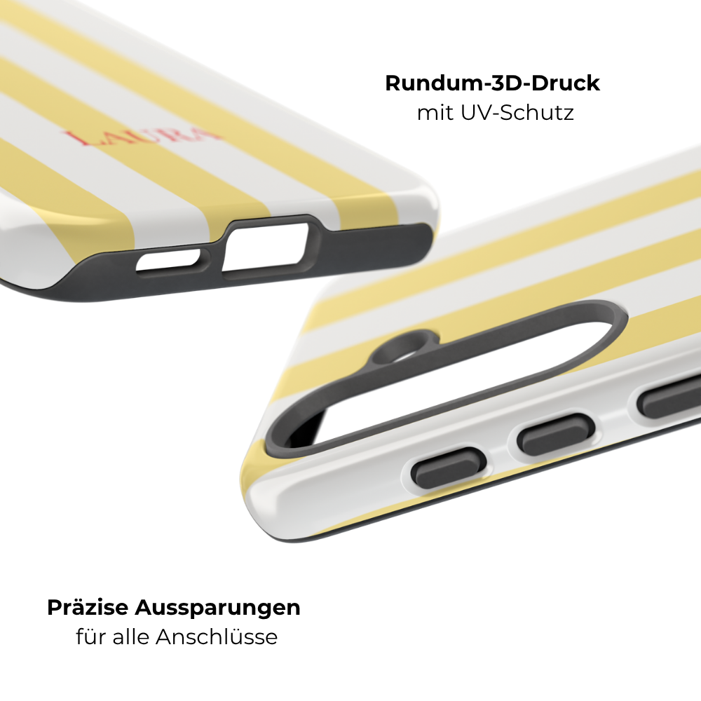 YELLOW STRIPES – Personalisierte Handyhülle mit Dual-Layer-Schutz