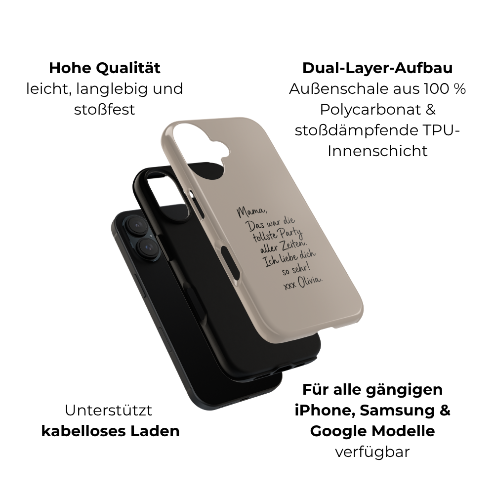 MOCCA HANDWRITTEN NOTE – Personalisierte Handyhülle mit Dual-Layer-Schutz