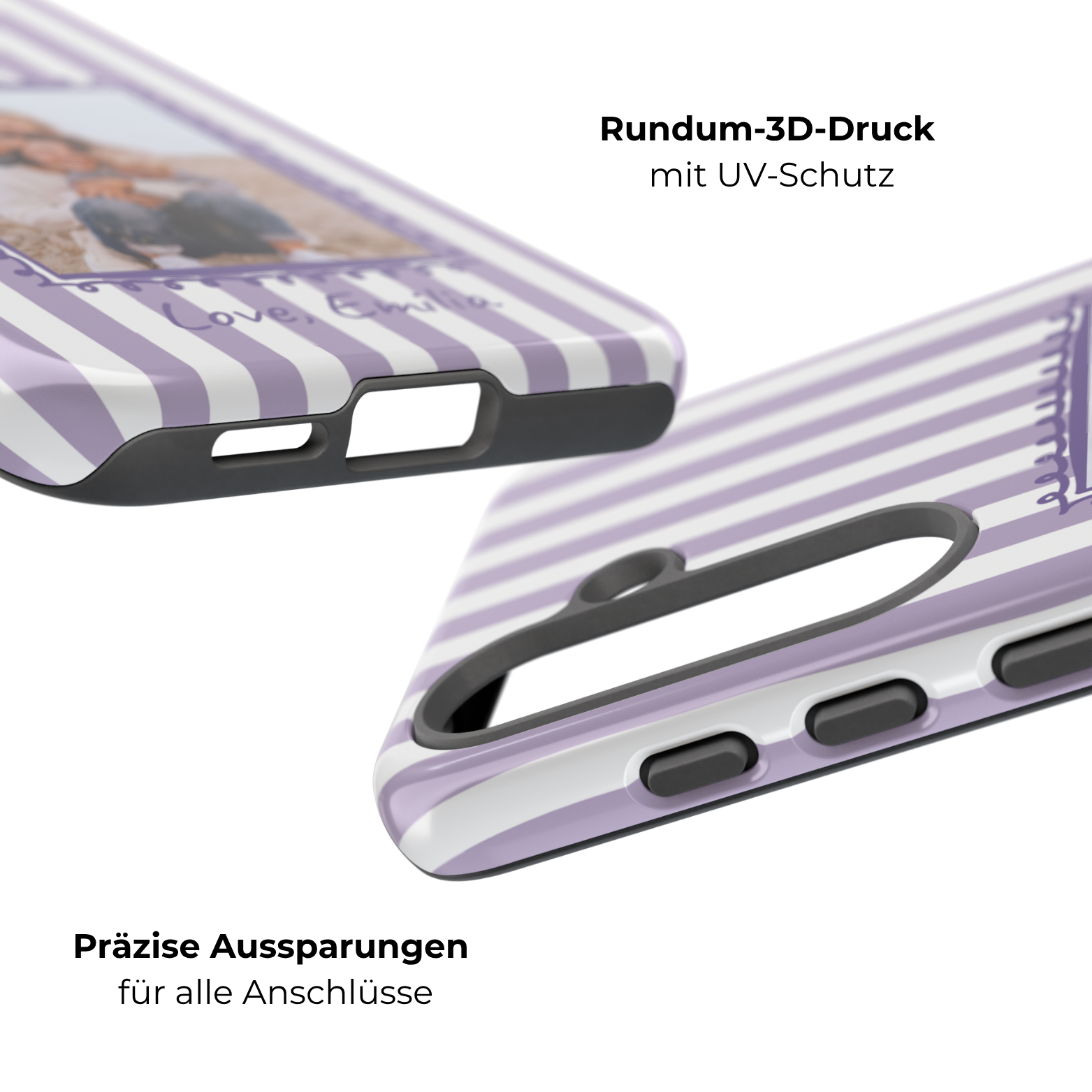 LAVENDER STRIPES PHOTO FRAME – Personalisierte Foto Handyhülle mit Dual-Layer-Schutz