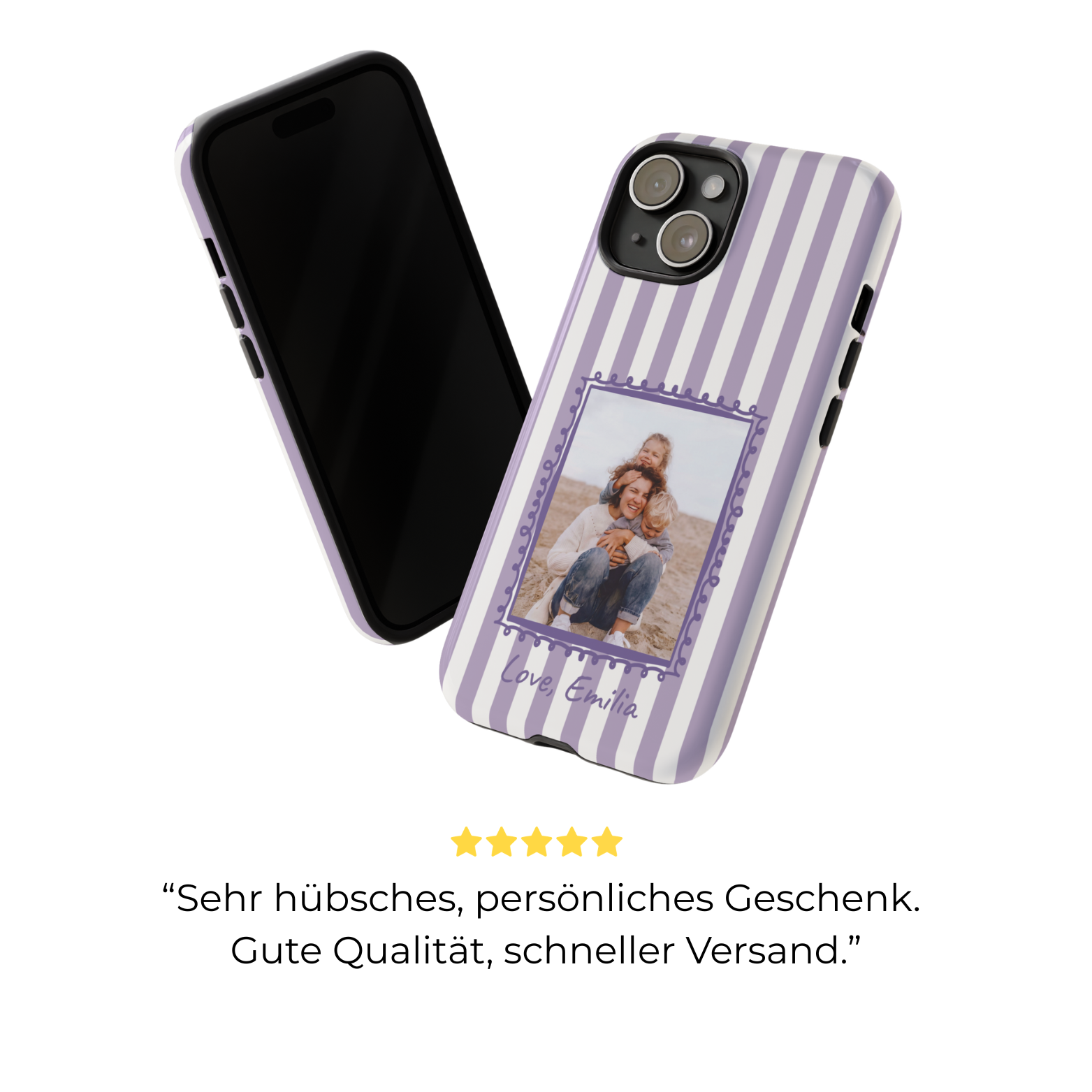 LAVENDER STRIPES PHOTO FRAME – Personalisierte Foto Handyhülle mit Dual-Layer-Schutz