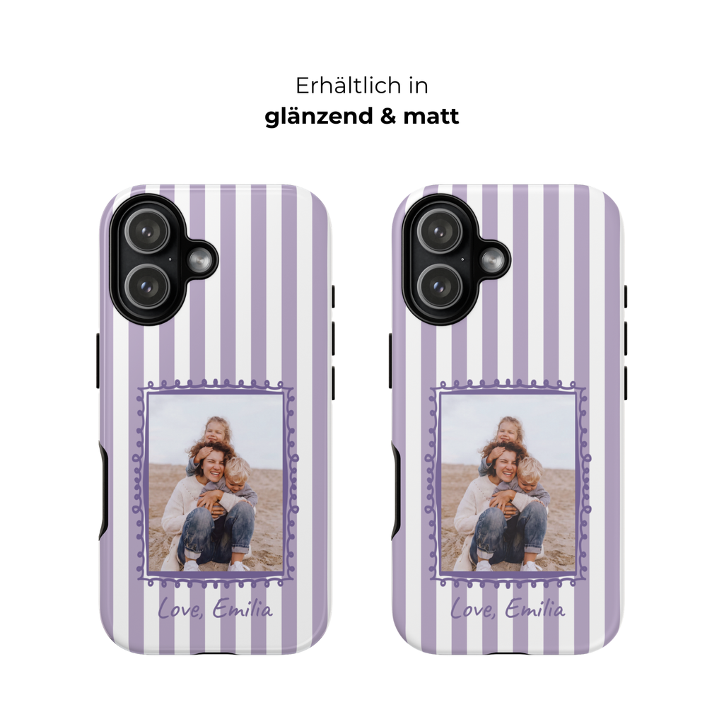 LAVENDER STRIPES PHOTO FRAME – Personalisierte Foto Handyhülle mit Dual-Layer-Schutz