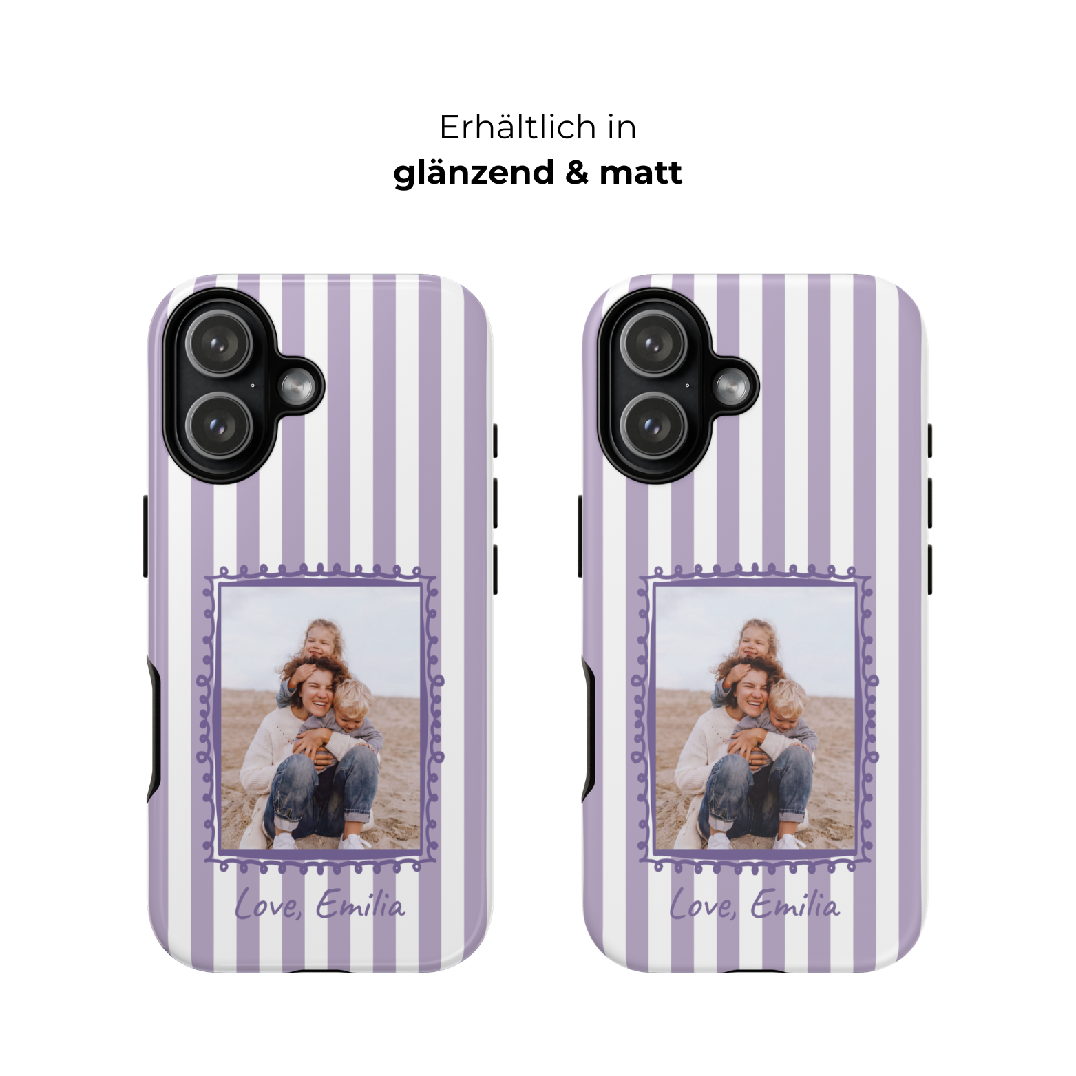 LAVENDER STRIPES PHOTO FRAME – Personalisierte Foto Handyhülle mit Dual-Layer-Schutz