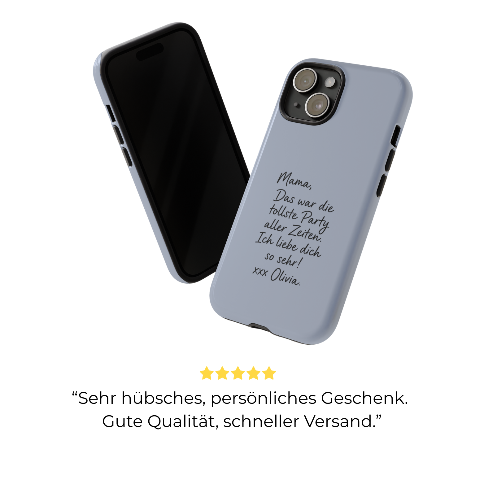 DUSTY BLUE HANDWRITTEN NOTE – Personalisierte Handyhülle mit Dual-Layer-Schutz