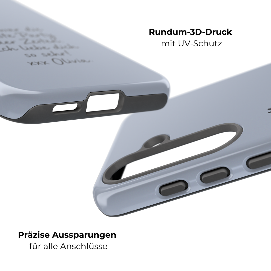 DUSTY BLUE HANDWRITTEN NOTE – Personalisierte Handyhülle mit Dual-Layer-Schutz