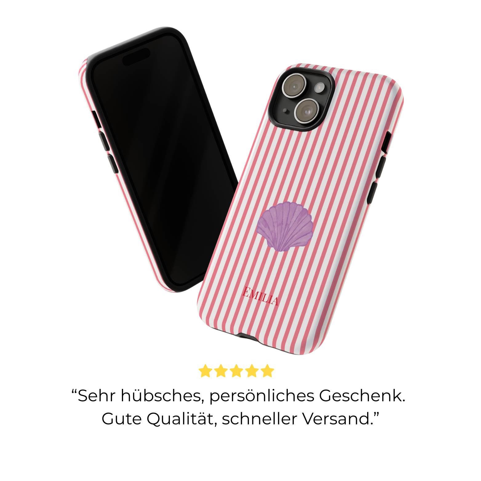 SHELL PINK STRIPES – Personalisierte Handyhülle mit Dual-Layer-Schutz